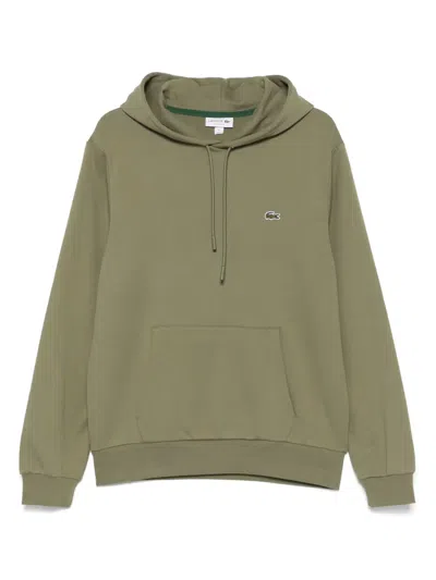 Lacoste Logo-patch Hoodie In Green