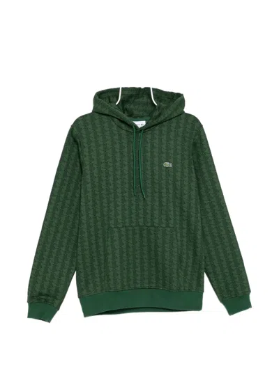 Lacoste Logo-patch Hoodie In Green