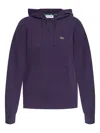Lacoste Logo-patch Hoodie In Purple