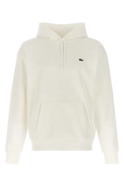 Lacoste Logo Patch Hoodie In White