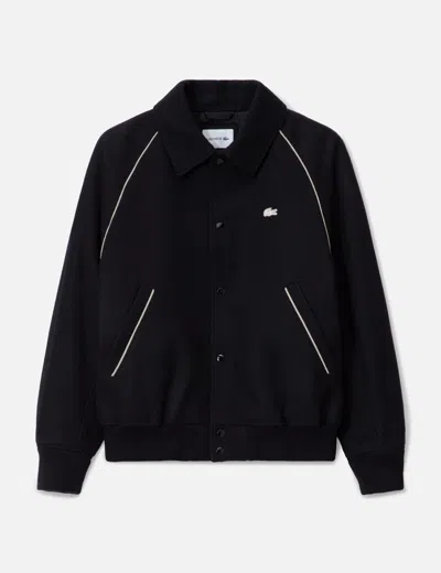 Lacoste Buttoned Trim-detail Bomber Jacket In Black