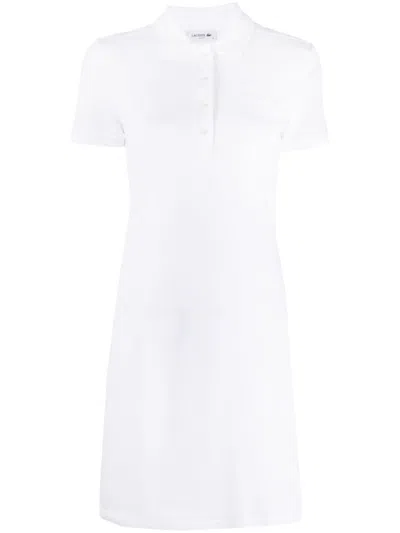 Lacoste Polo-collar Short-sleeve Dress In White