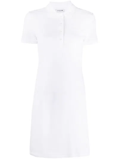 Lacoste Polo领短袖连衣裙 In White