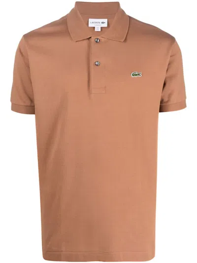 Lacoste Logo-patch Polo Shirt In Braun