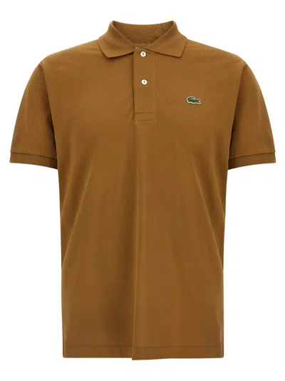 Lacoste Logo Patch Polo Shirt In Brown