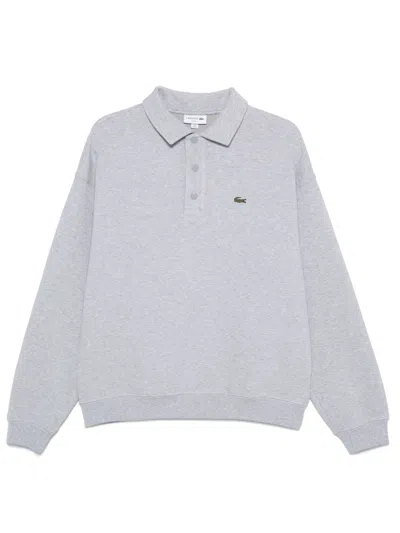 Lacoste Logo-patch Polo Shirt In Grey