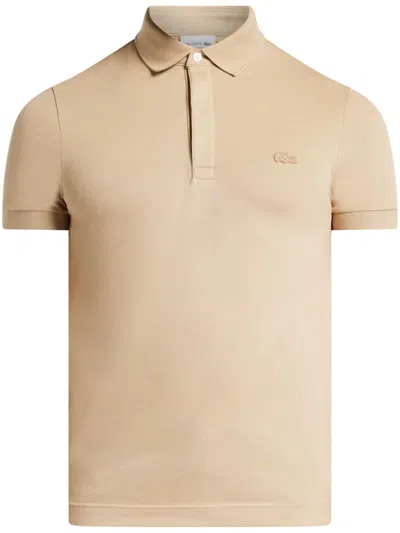 Lacoste Logo-patch Polo Shirt In Neutrals