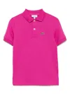 Lacoste Fuchsia Polo Shirt For Kids With Crocodile In Pink