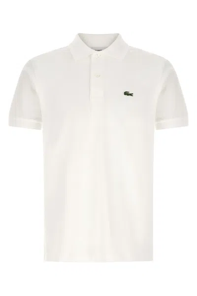 Lacoste Short Sleeve Pima Jersey Interlock Regular Fit Polo Shirt In White
