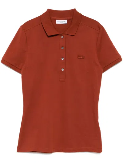 Lacoste Logo-patch Polo Top In Brown