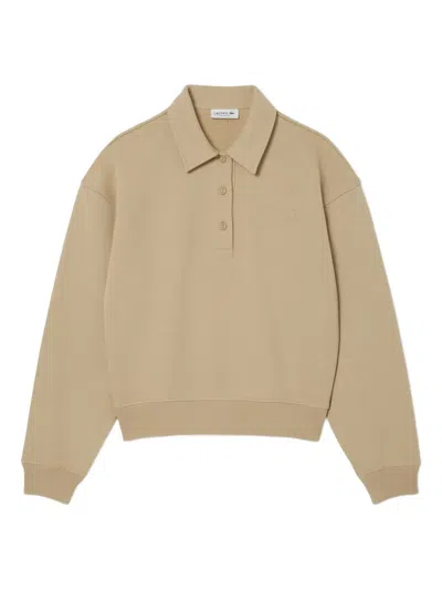 Lacoste Logo-patch Polo Top In Neutral