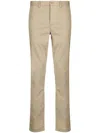 Lacoste Logo-patch Slim-fit Trousers In Brown