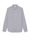 Lacoste Logo-patch Striped Cotton Shirt In Gray