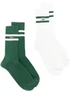 Lacoste Logo-patch Striped Socks Pack In Green