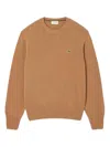Lacoste Logo-patch Sweater In Brown