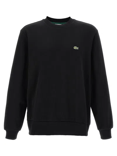 Lacoste Logo Patch Sweatshirt In Black