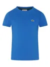 Lacoste Light Blue T-shirt For Kids With Crocodile In Blue