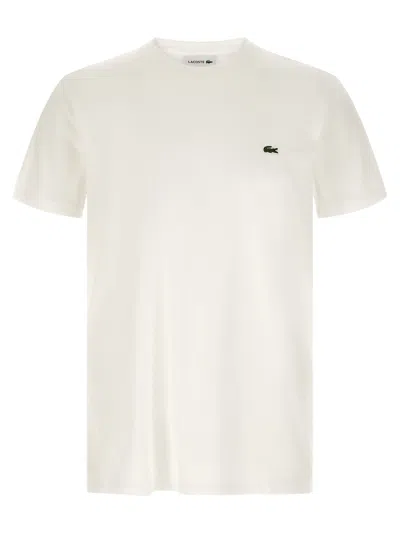 Lacoste Crew Neck Cotton Pima Tee In Silver Chine