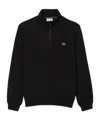 Lacoste Long-sleeve Fitted Pullover With Half-zip Closure In Black