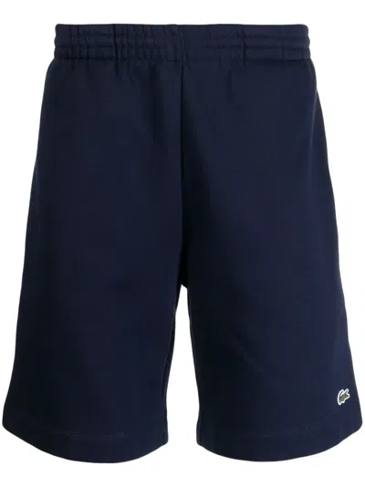 Lacoste Logo-embroidered Track Shorts In Blue