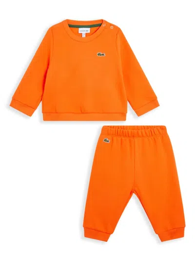 Lacoste Babies' Logo-patch Track Suit In Orange