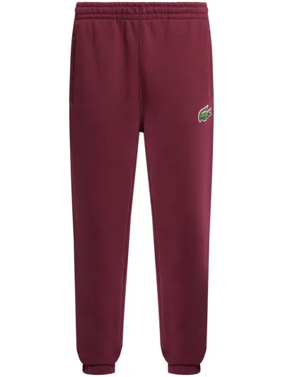 Lacoste Logo-patch Organic Cotton Track Pants In Red