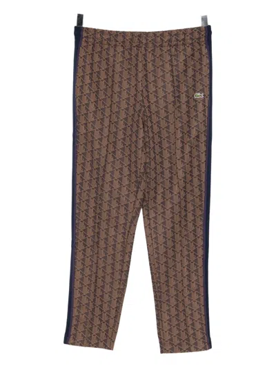 Lacoste Logo-patch Trousers In Brown