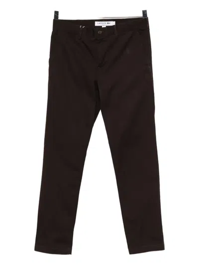 Lacoste Logo-patch Trousers In Brown