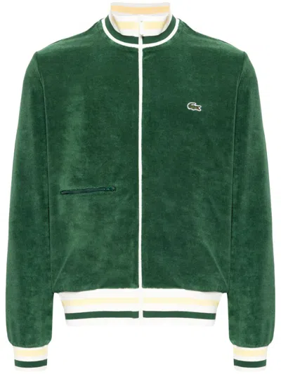 Lacoste Logo-patch Velour Jacket In Green