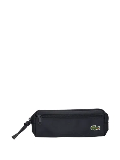 Lacoste Logo-patch Wash Bag In Black