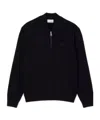 Lacoste Cotton And Wool Knit Bomber Jacket In Black