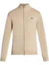 Lacoste Logo-patch Zip-up Cardigan In Viennese