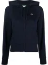 Lacoste Logo-patch Zipped Hoodie In Blau