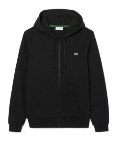 Lacoste Logo Patch Zipped Hoodie In Blue
