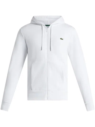 Lacoste Logo-patch Zipped Sweatshirt In White