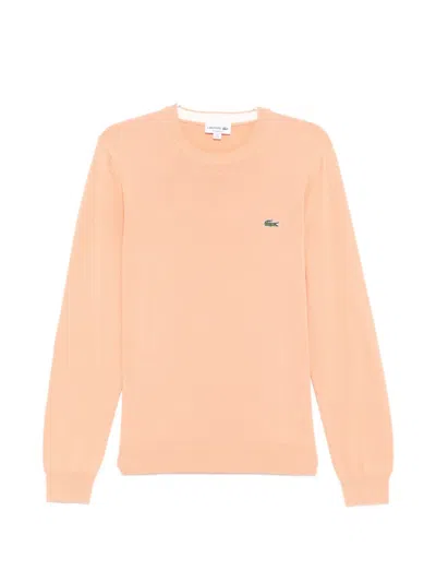 Lacoste Logo-patched Crew-neck Sweater In Neutral