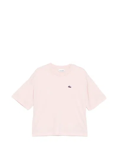 Lacoste Logo-patched Crew Neck T-shirt In Pink