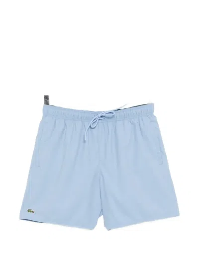 Lacoste Logo-patched Drawstring Swim Shorts In Blue