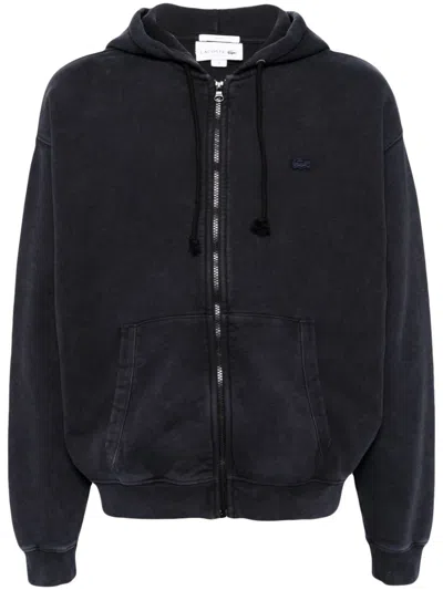 Lacoste Logo-patched Hooded Jacket In Black