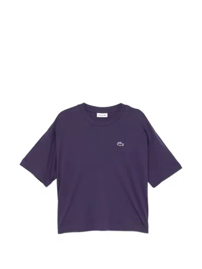 Lacoste Logo-patched Round Neck T-shirt In Purple