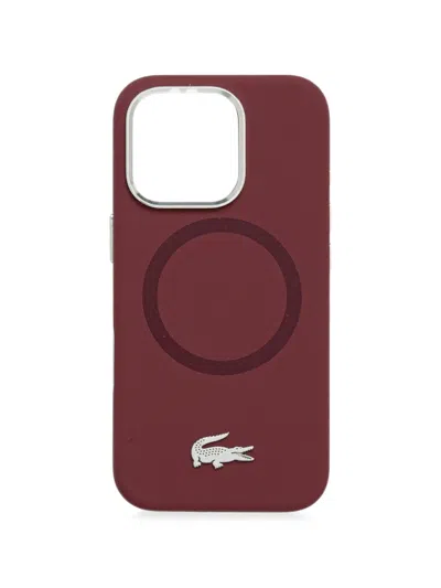 Lacoste Logo Phone Case In Burgundy