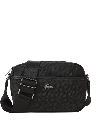 Lacoste Logo-plaque Shoulder Bag In Black