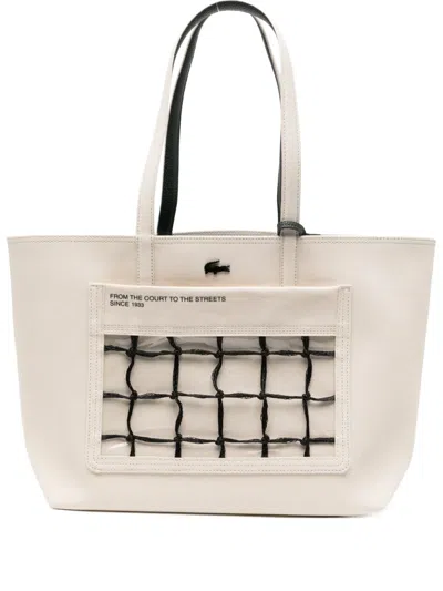 Lacoste Logo-plaque Tote Bag In White