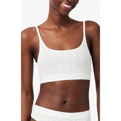 Lacoste Logo Pointelle Bralette In White