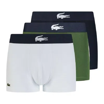 Lacoste Logo Print 3 Pack Cotton Stretch Boxer Shorts In Multi