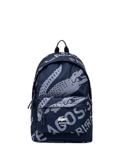 Lacoste Logo-print Backpack In Blue