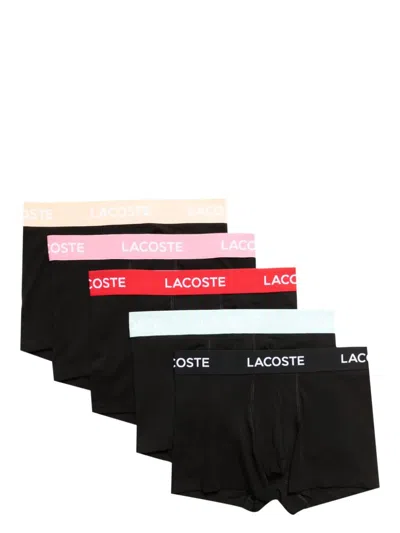 Lacoste Logo-print Boxers (set Of Five) In 黑色