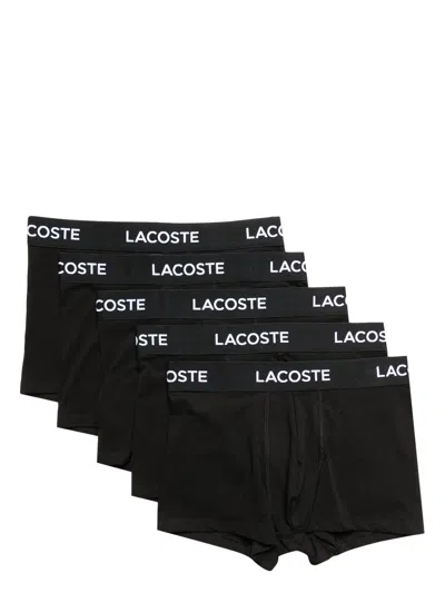 Lacoste Logo-print Cotton Boxers (set Of Five) In 黑色