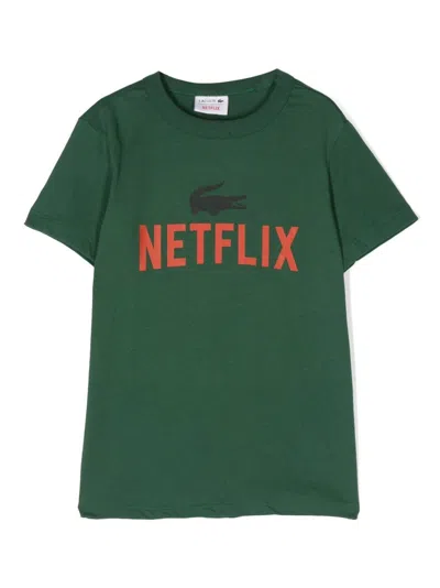 Lacoste Kids' Logo-print Cotton T-shirt In Green