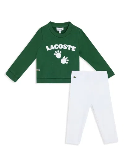 Lacoste Babies' Logo-print Fleece Trousers (set Of Two) In Green